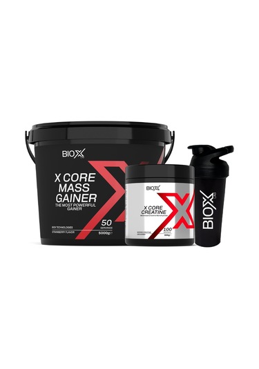 Mass Gainer Çilek 5 Kg 50 Servis + Kreatin 300 Gr 100 Servis + Shaker Çilek