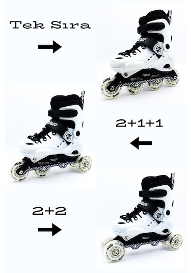 Profesyonel Işıklı Silikon Teker Ayarlanabilir Çocuk-yetişkin Pat Beyaz