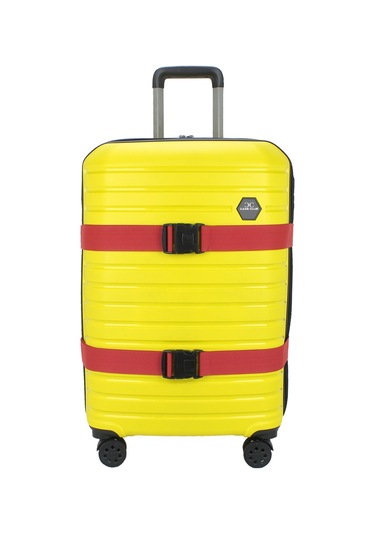 Case Cub 2 Adet Kırmızı Siyah Valiz Bavul Kemeri Aç Kapat Emniyet Kilitli Ayarlanabilir Kırmızı - Siyah