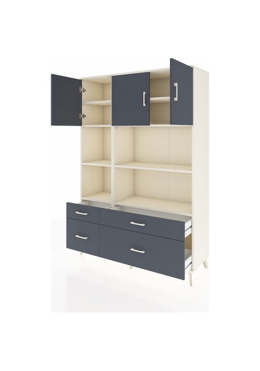 Hyperion Dolap 8 Raflı 4 Çekmeceli 3 Kapaklı 132x44x195 Aytaşı-antrasit/antrasit Antrasıt/antrasıt