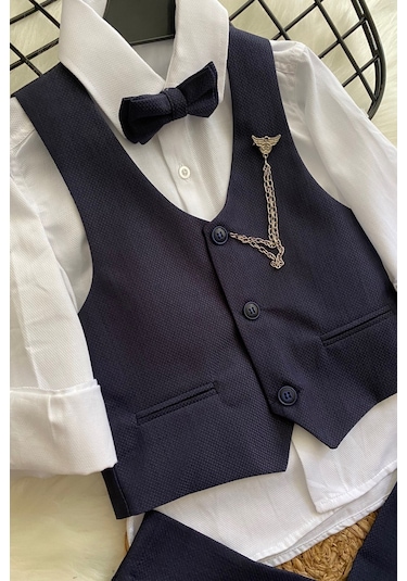 Zincirli Begos Erkek Çocuk Takım Elbise Lacivert