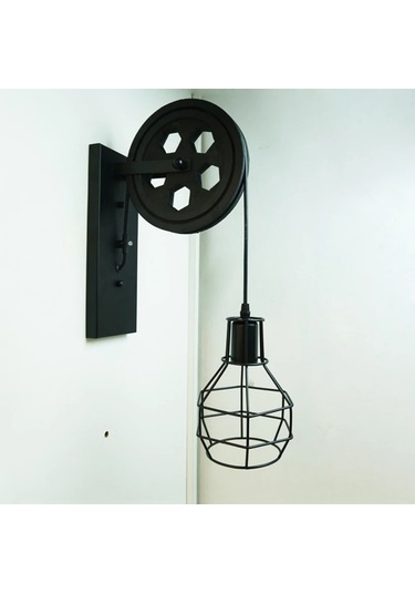 Loft Retro Kasnak Aplik Siyah