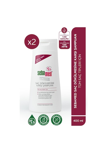 Sebamed Saç Dökülmesine Karşı Güçlendirici Etkili Kafein ve Ginkgo Biloba İçerikli Şampuan 400 ML - 2 li Set