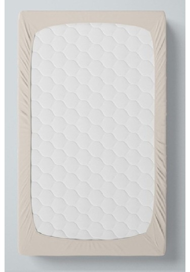 Altın Karma Jersey Penye Pamuklu 180x200 Cm Çift Kişilik Lastikli Çarşaf Krem Krem