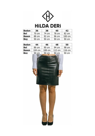 Hilda Deri Diz Üstü Midi Boy Hakiki Deri Etek Ann 001