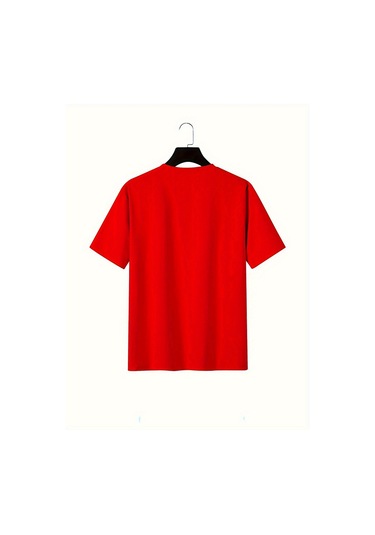 Unisex Face The Future Baskılı Oversize Tshirt Kırmızı