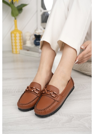 Khayt Fancy Casual Günlük Kadın Babet Ayakkabı Taba