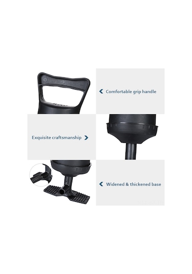 Kangvka İki Yönlü El Fırçası, 3 Farklı Uçlu, Hızlı Hava Verimi, Süratli Şişirme, Plastik, Siyah, Renkli Kutu Paketi