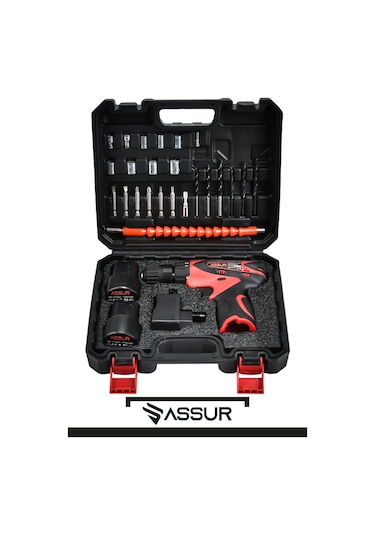 Assur ASR060-02-02 12V Çift Akülü Vidalama Kırmızı