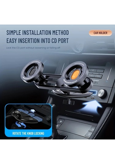 Dashanshop Araç İçin Manyetik Iki Elle Telefon Tutucu 360 Derece Dikey Yatay Döner İphone Uyumlu 16 15 14 13 12 Serisi Siyah