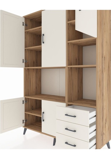 Hyperion Dolap 9 Raflı 3 Çekmeceli 5 Kapaklı 132x44x195 Çam-a... Çam