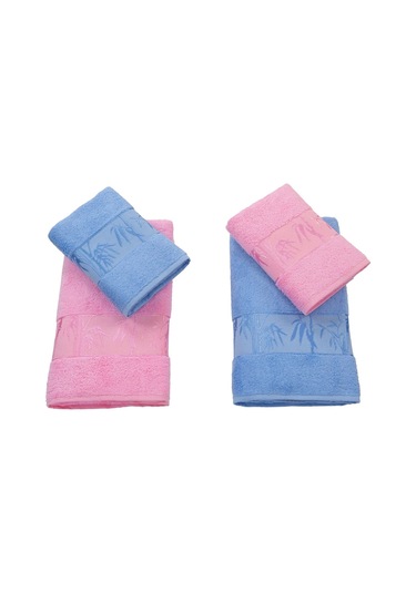 Nurpak 4 Parça Bambu Havlu Takımı Pembe Mavi