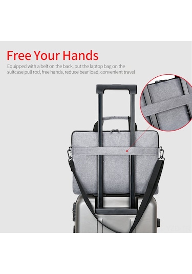 Yuntech01 15.6 İnç Oxford Kumaş Laptop Çantası - Poliester İç Malzeme, Taşıma Kolu, Çekici Bağlayıcı, Gri Gri
