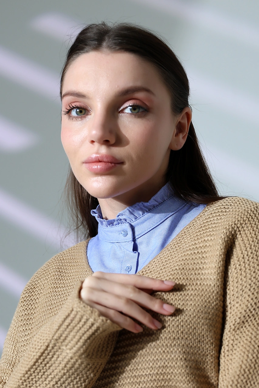 Schık Schık Pamuklu Fırfır Yaka Çıkarılabilir Yarım Gömlek İndigo Sckwm24gml02 Indigo