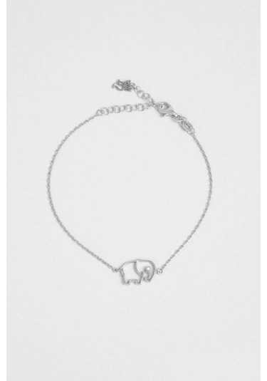 Bilge Fil 18 Ayar Beyaz Altın Kaplama 20 Cm Gümüş Bileklik Beyaz