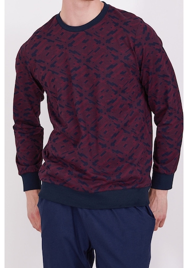 Arnetta Bisiklet Yaka Bordo Erkek Uzun Kol Pijama Takım