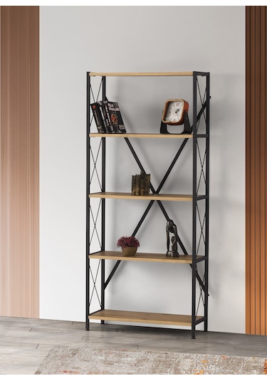 Mek Çapraz Kitaplık Çam