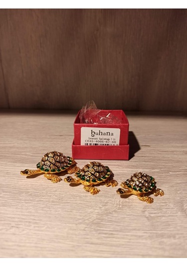 Swarovski Taşlı Kaplumbağa 3'lü Mücevherlik / Dekoratif Biblo