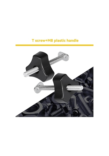 Xurunkeji 5 Set T Cıvata Topuz Takımı, T Vida Ve Plastik Topuz Somunu - Ağaç İşleme Aleti Jigs Vida Fikstürü, 1/4ın Ve T-ray İle Kullanım 15x13x5cm