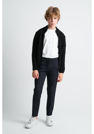 Alexandergardı Fermuarlı Dik Yaka Hırka Siyah