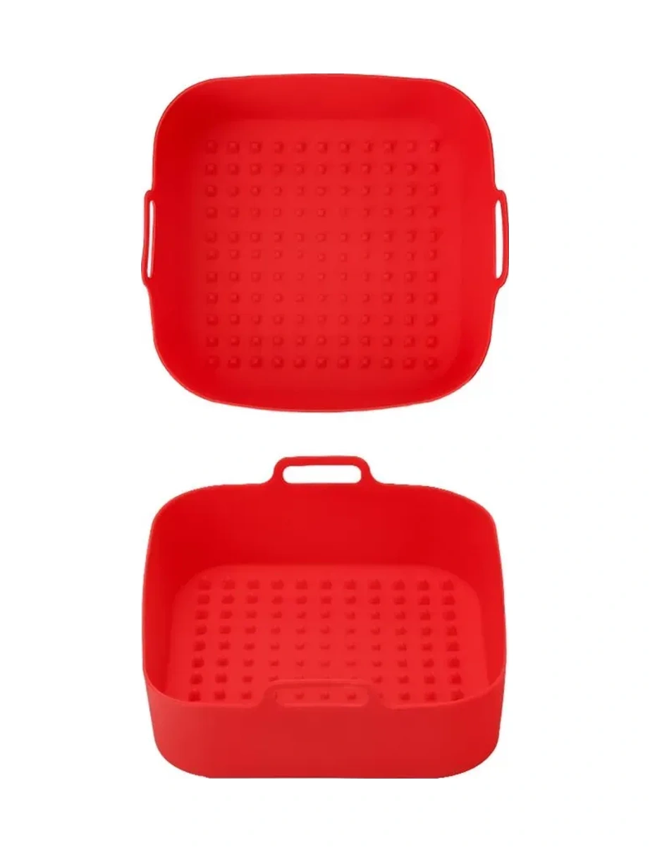 Konesam Gri Silikon Hava Fritöz Tablası - 20cm Kare, Anti Yapışkan, Yıkama Makinesine Uygun, Fırın/steamer Uyumlu, Koli Korumalı