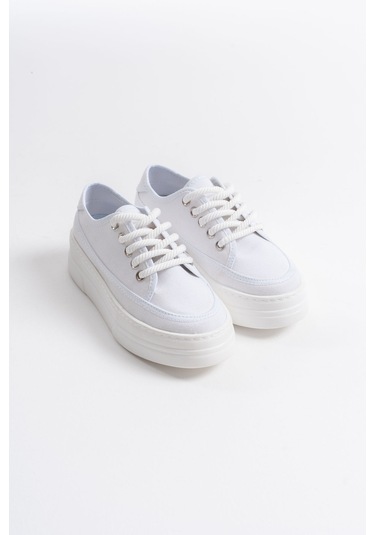 Kocadal Kocadal Glown Kadın Beyaz Keten Spor Ayakkabı Muhtelif