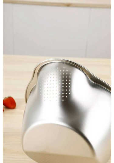 Çok Amaçlı Pirinç Meyve Makarna Sebze Süzgeci Paslanmaz Çelik Süzgeç Gümüş Gümüş