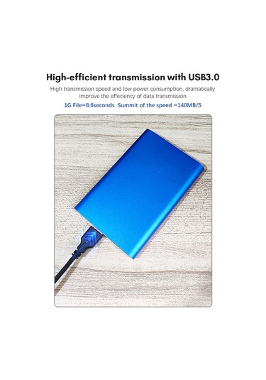 Tenfowee 1tb Usb 3.0 Taşınabilir Metal Harici Disk - Yüksek Hız, İnce Tasarım, Mavi Renk Seçeneği