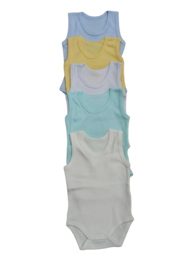 Askılı Basic Bisiklet Yaka Atlet Çıtçıtlı Badi 5li Paket 0-48 Ay Çok Renkli