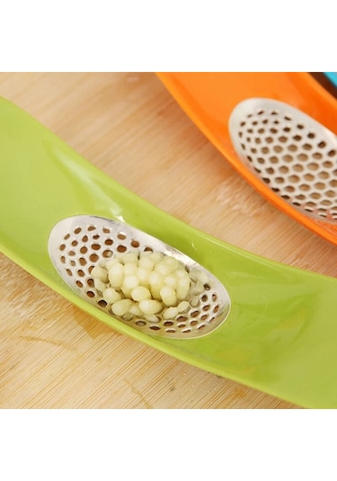 Sones Adet Çok Fonksiyonlu Paslanmaz Çelik Yay Şeklinde Sarımsak Presi Ev Tipi Manuel Sarımsak Ezici, Rastgele Renk Teslimatı