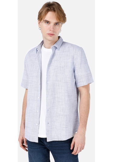 Colin's Colins Normal Kesim Shirt Yaka Cepsiz Mavi Erkek Kısa Kol Gömlek Cl1067835 Cl1067835 Q1.v1 Ble Mavi