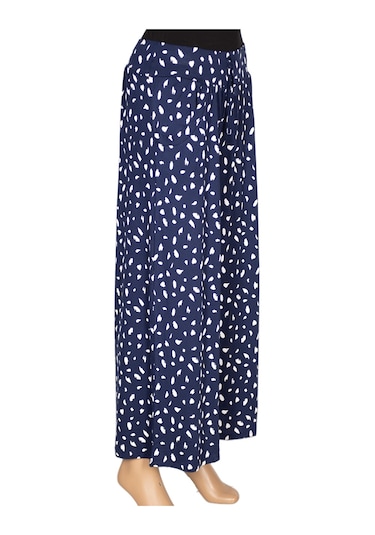 Barem Kadın Elisa Asimetrik Benekler Penye Pantolon Etek Lacivert 001