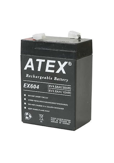 Atex AX604 6 V 4 AH Bakımsız Kuru Akü
