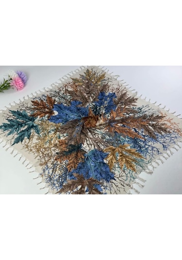 Beyce Cotton Sökme Boncuklu Desenli Tülbent 06439 Krem