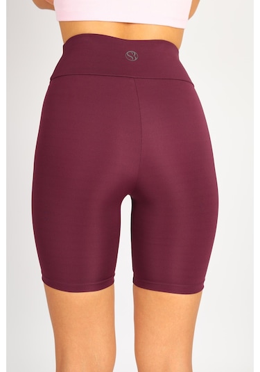 Soft&Basic Kadın Bıker Toparlayıcı Spor Tayt Bordo