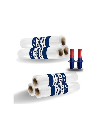 Şeffaf El Tipi Palet Streç Film 17 Mikron 300 M 6'lı + El Aparatı