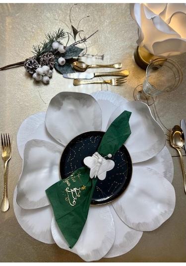 Eva Lateks Supla Amerikan Servis Beyaz Kenarı Gümüş Detay Tasarım Gümüş