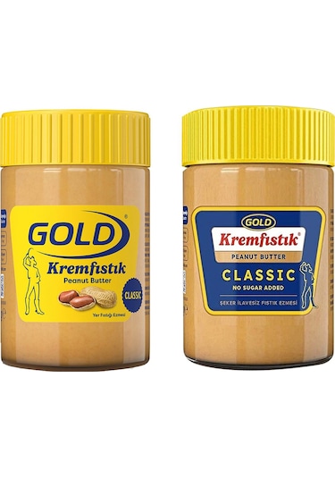Gold Fıstık Ezmesi Classic Ve Şekersiz 340 Gr 2 Li Paket
