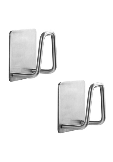 Yapışkanlı Metal Banyo Mutfak Eşya Askılığı Al4467 2 Adet Gümüş