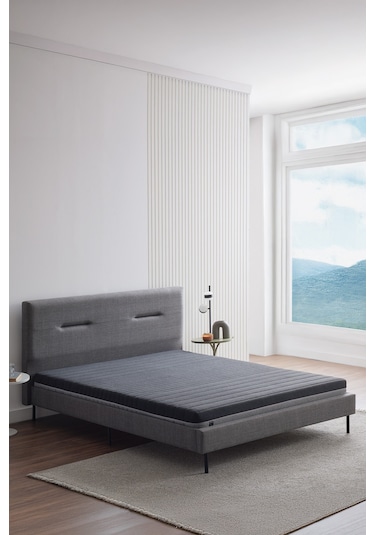 Optimum Support Yatak, Sovene Başlıklı Karyola 3'lü Set - Koyu Gri