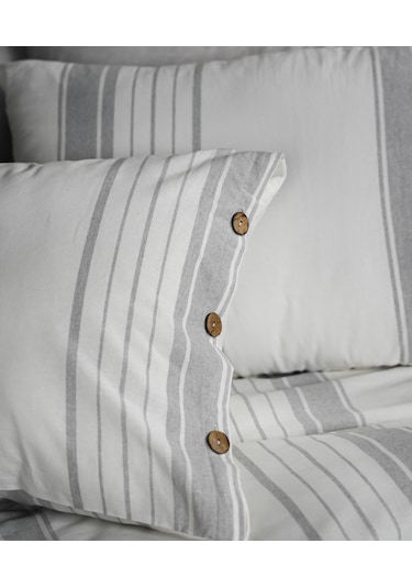 Cotton Collection Tek Kişilik Çizgili Nevresim Seti Mistray Renkli