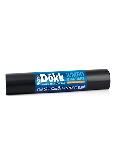 Florex Dökk Jumbo Standart Boy Çöp Torbası Siyah - Mavi 80 x 110 CM