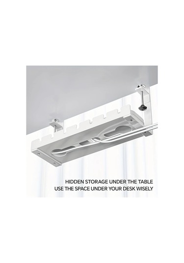 Xuweiwei 1 Adet Beyaz 30cm Masa Altı Kablo Tepsisi Deliksiz Çelik Kablo Organizatörü Ev Depolama Beyaz