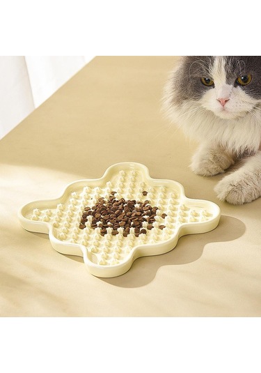 Suntek Köpek Yavaş Besleme Kabı Taşınabilir Evcil Beyaz