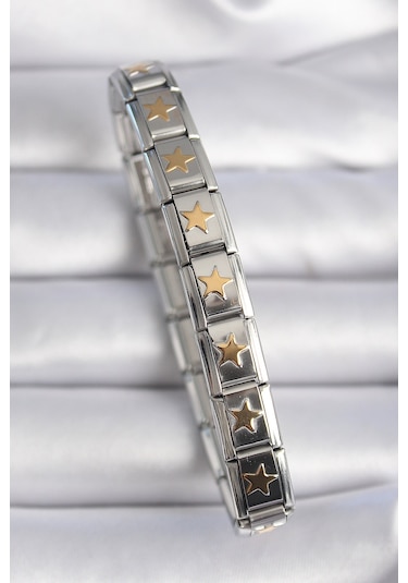 Gümüş Renk Gold Yıldız İşleme Nomination Kadın Bileklik - Ebj261410w29071 Bakır