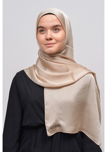 Altobeh Janjan Şık Parlak Saten Dokulu Kadın Tesettür Abiye Şifon Şal - Kum Beji