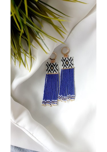 Miyuki Geometrik Tasarım Küpe Mavi