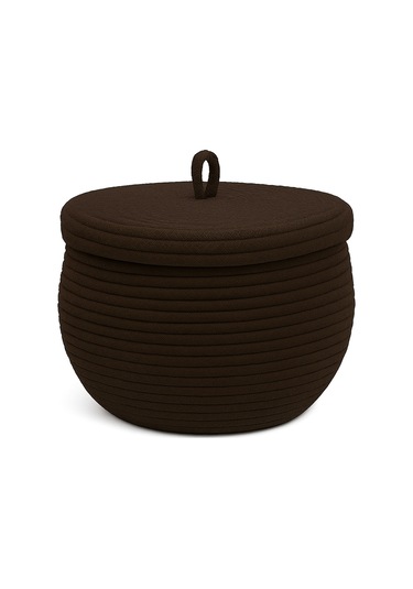 Mutfak, Banyo Ve Ev İçin Halat Hasır Sepet 17x21 Cm Kapaklı Saklama Sepeti Honeypot Kahverengi