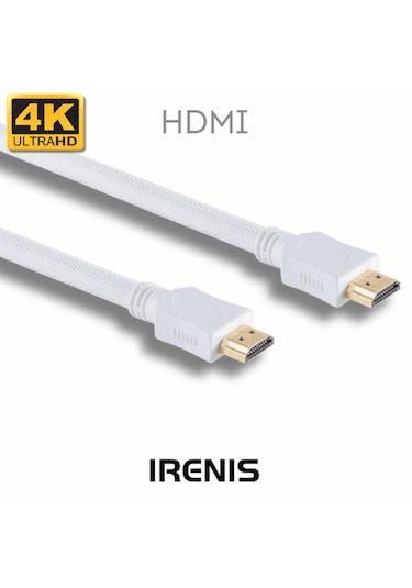 Hdmı Kablo, 4k Destekli, Altın Uçlu, Naylon Örgü, Beyaz, 2 Mt
