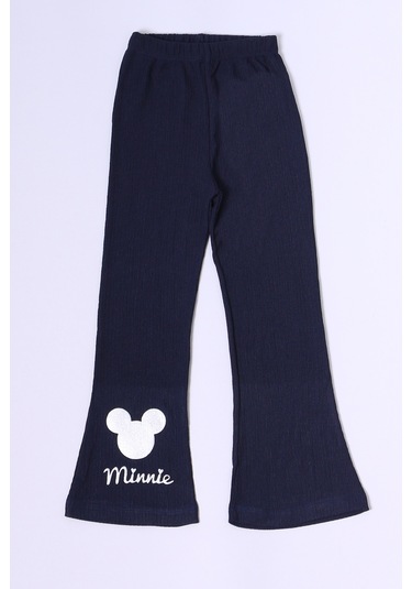 Kız Çocuk Tayt İspanyol Paça Karakter Nakışlı F15 Lacivert